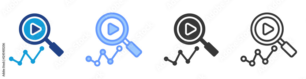 Video analytics icon set multiple style collection Video analytics icon set multiple style collection