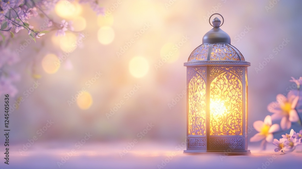 Ornate Ramadan Lantern with Mystical Glow Ornate Ramadan Lantern with Mystical Glow