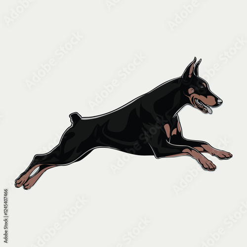 Dog Silhouette Doberman Vector Black and White