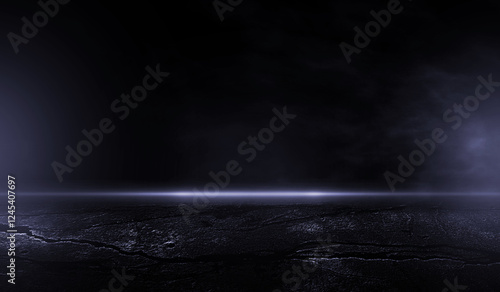 3D Rendering Abstract asphalt light in a dark empty street lightning.