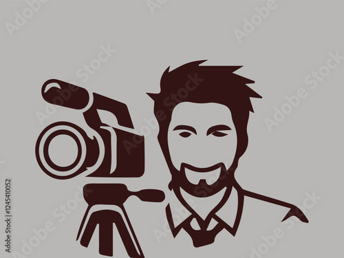 Man streaming or streaming video directly from a camera or cellphone, this man streaming image is suitable for logos, templets and backgrounds