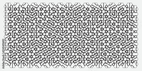 Panoramic hexagonal maze. Vector illustration.