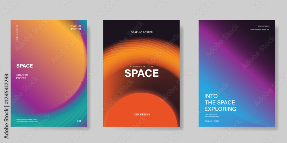 Obraz premium Planet and galaxy Space card vector set. Solar system with galaxy planets, asteroids, jupiter, saturn, mars, moon, ring line solar. Cosmic design for flyer, brochure, background, poster, cover. 