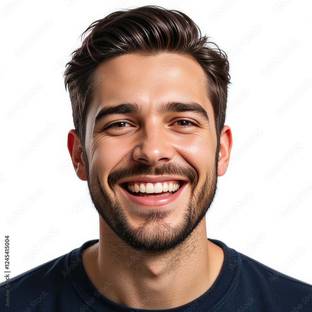 Handsome Man with Bright Smile, White Background Portrait Handsome Man with Bright Smile, White Background Portrait