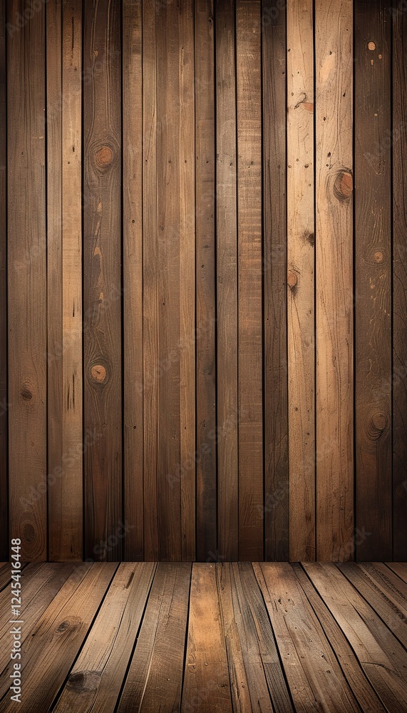 Naklejka premium Rustic Wooden Background, Brown Plank Texture, Vintage Style