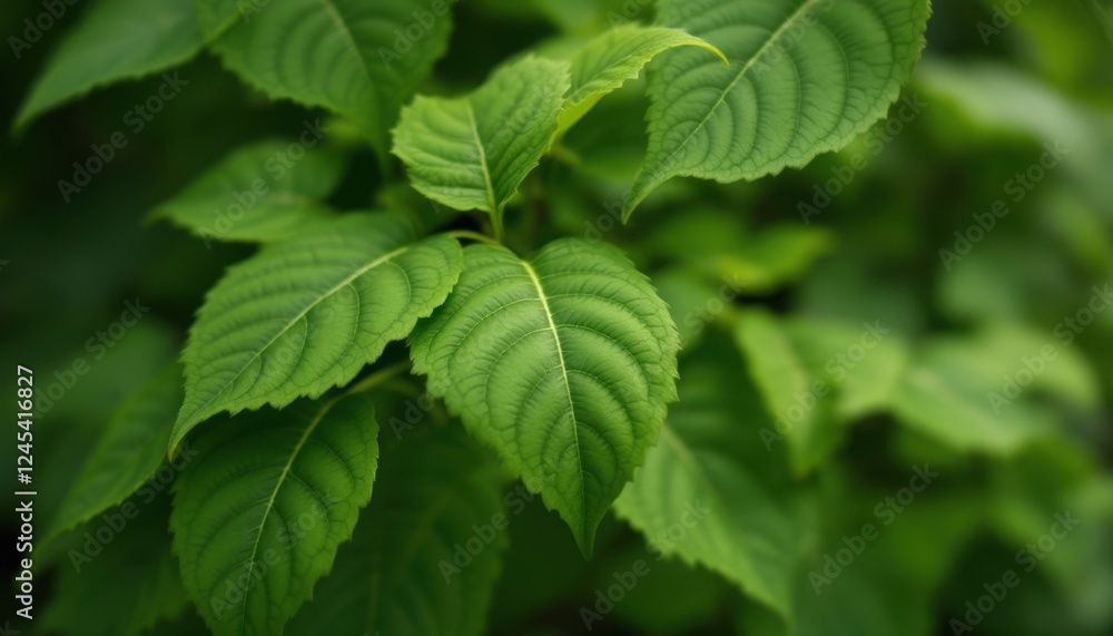 Close-up of vibrant green leaves with detailed veins and soft focus background Close-up of vibrant green leaves with detailed veins and soft focus background
