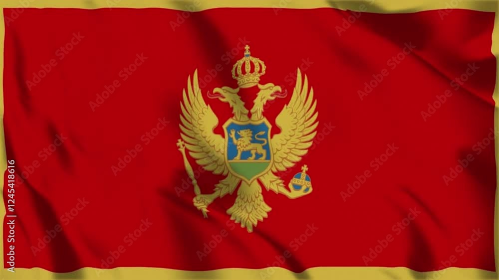 Montenegro flag waving in the wind, creative design representing Independence Day Montenegro flag waving in the wind, creative design representing Independence Day
