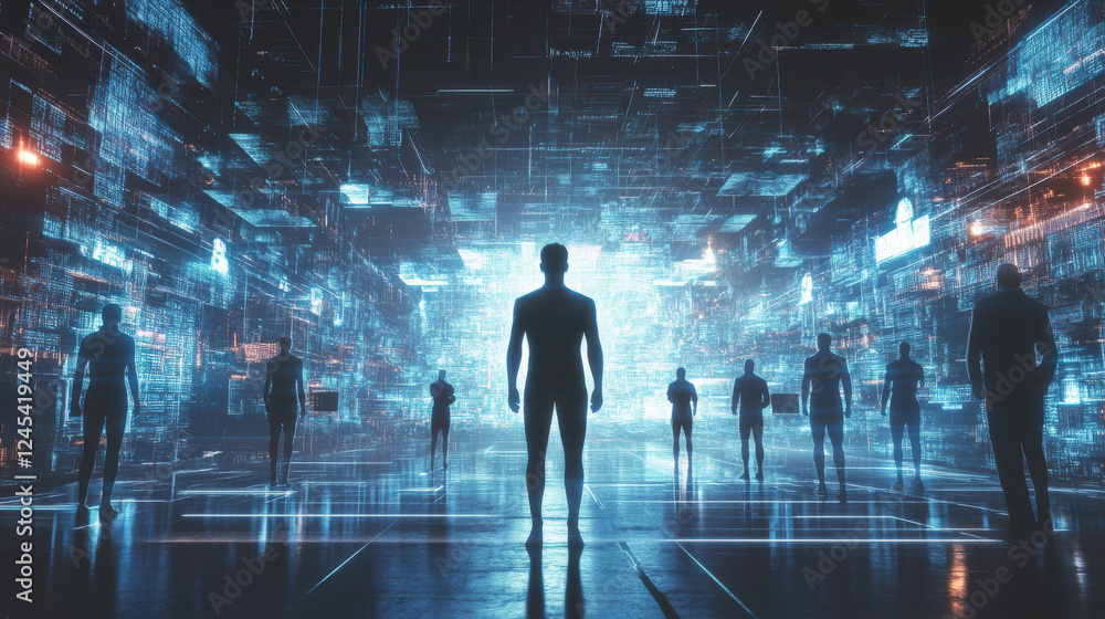 Business people move forward in the dazzling light Business people move forward in the dazzling light