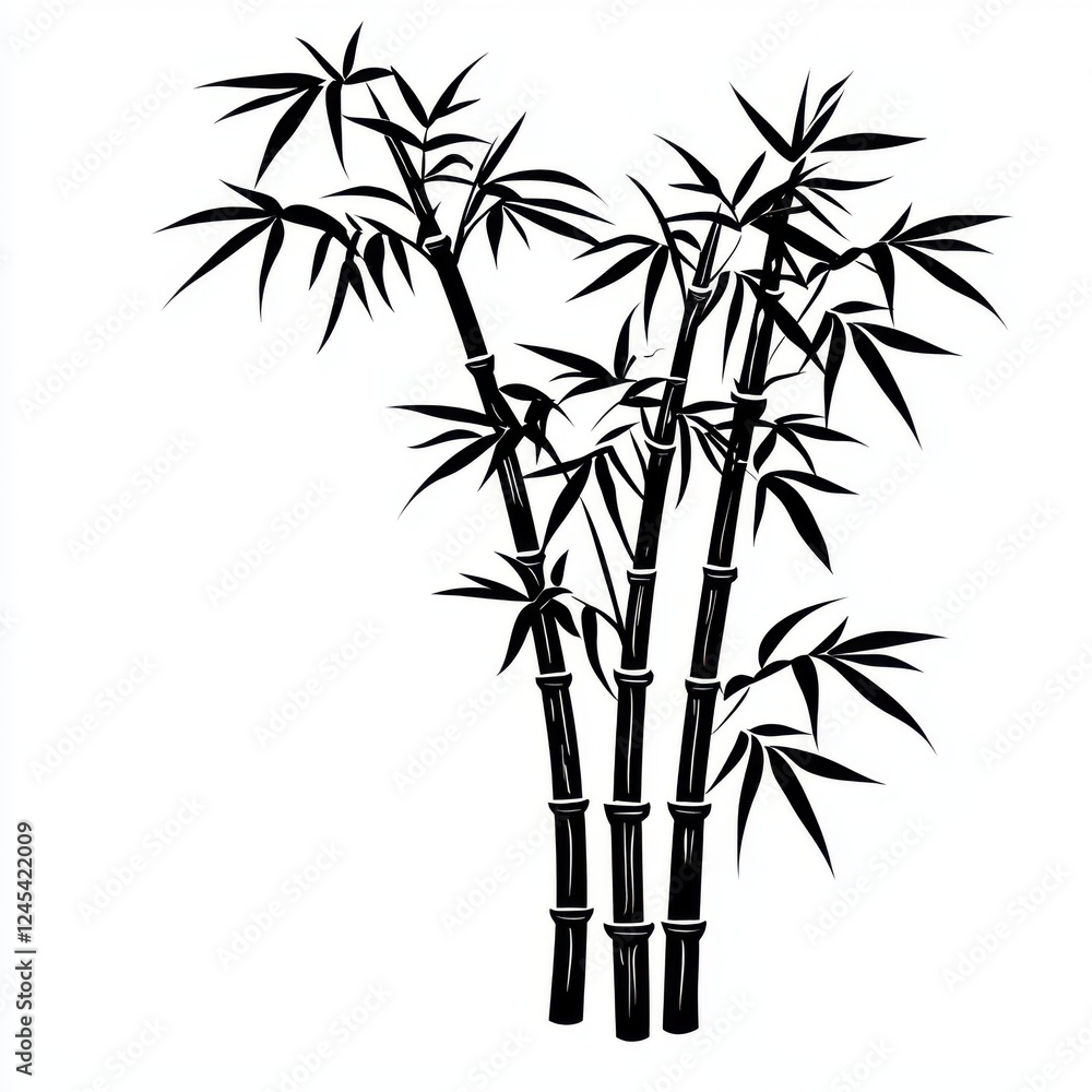 Obraz premium Bamboo growth in tranquil nature artistic illustration serene environment vertical perspective botanical concept
