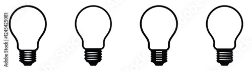 Creative Lamp and Light Bulb Icon Set for Innovation, Ideas, and Technology-Themed Designs