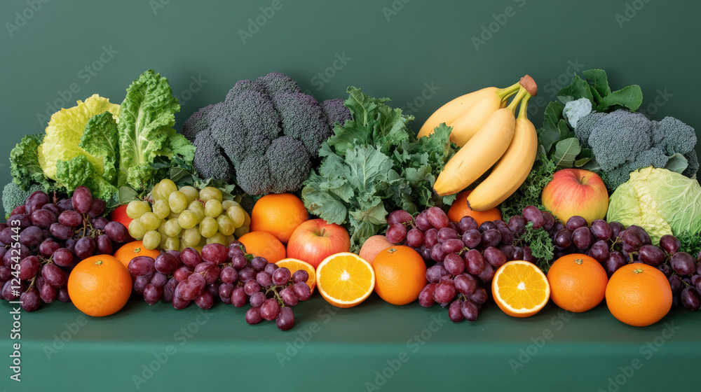 A collection of various vegetables and fruits in the supermarket A collection of various vegetables and fruits in the supermarket
