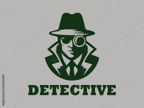 illustration spy detective vector logo isolated in background, spy detective agency vector logo