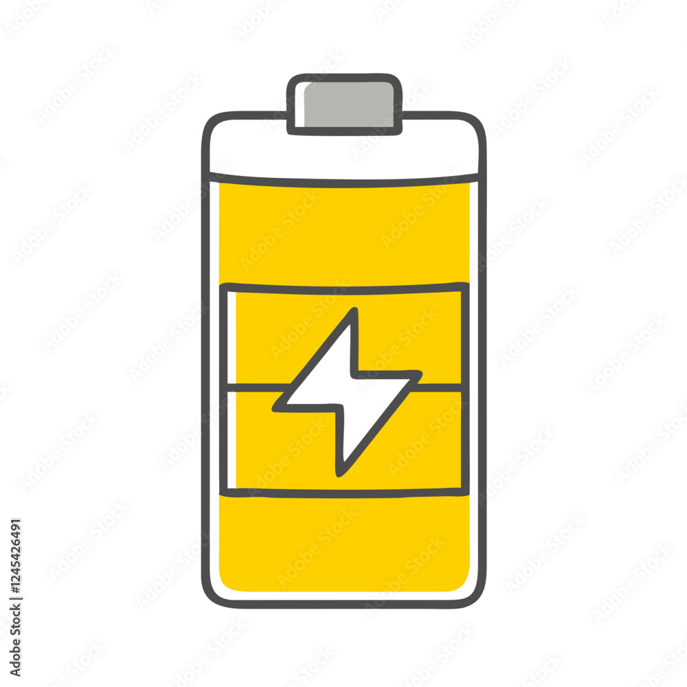 Yellow battery with lightning symbol, energy concept Yellow battery with lightning symbol, energy concept