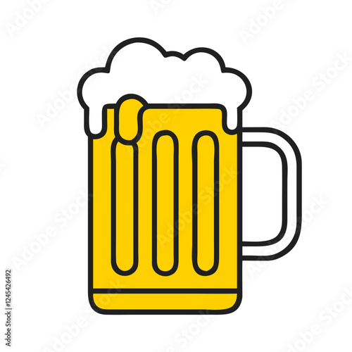 Frothy beer mug with golden liquid, celebration and relaxation