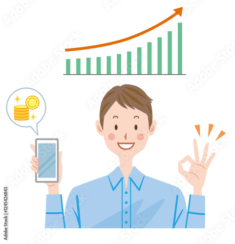 スマートフォン　決済　男性　投資　資産形成