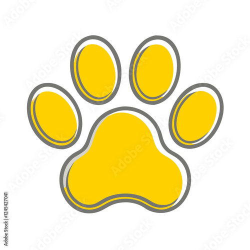 Wallpaper Mural Yellow paw print icon on white background, animal symbol Torontodigital.ca