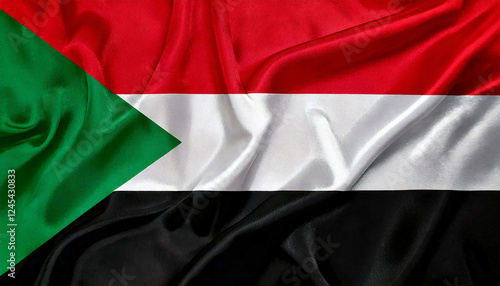 sudan flag on silk