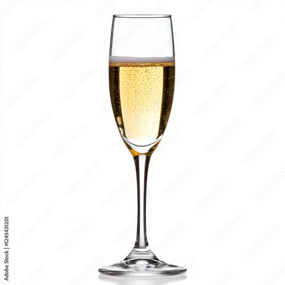 Sparkling wine flute, bubbles, celebration, white background, drink, menu Sparkling wine flute, bubbles, celebration, white background, drink, menu