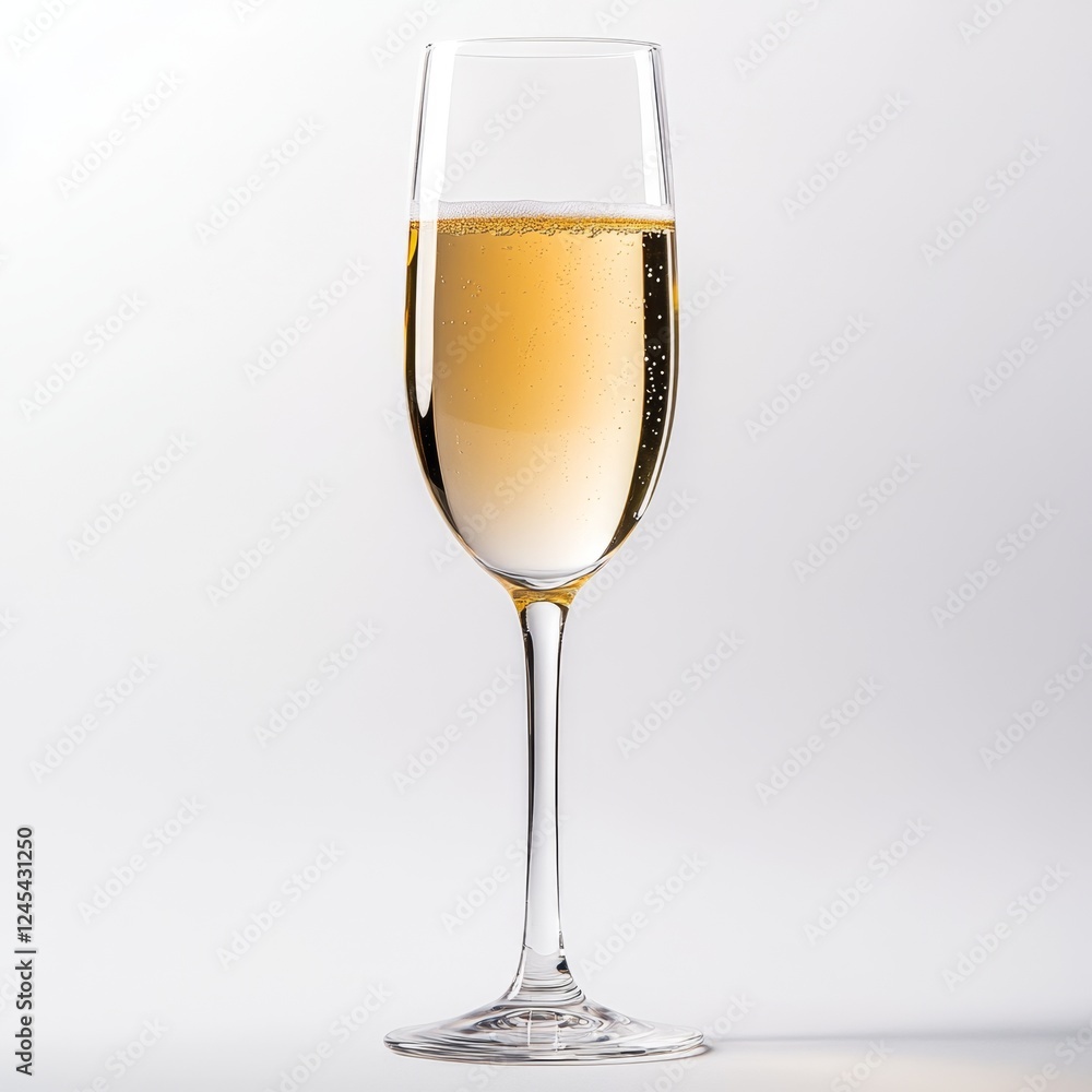 Sparkling wine glass, studio shot, celebration, white background, beverage menu