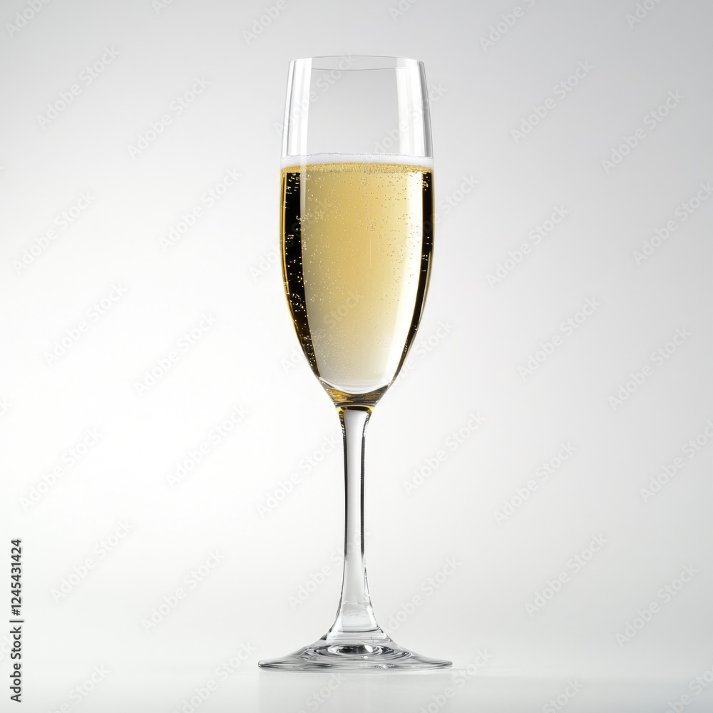Sparkling wine flute, studio shot, celebration, white background, advertising Sparkling wine flute, studio shot, celebration, white background, advertising