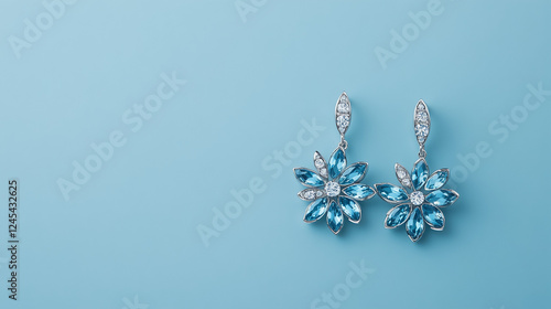 Sparkling Blue Flower Earri...