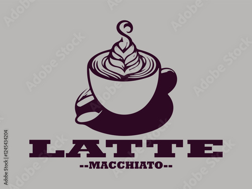 illustration of latte macchiato with caramel in a glass drawing vector for logo, coffee latte macchiato vector logo, template, restaurant menu
