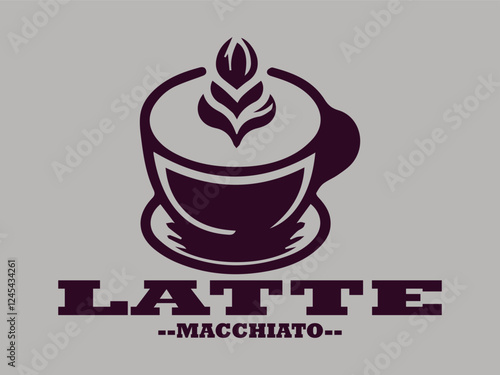 illustration of latte macchiato with caramel in a glass drawing vector for logo, coffee latte macchiato vector logo, template, restaurant menu