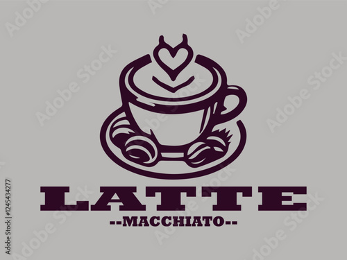 illustration of latte macchiato with caramel in a glass drawing vector for logo, coffee latte macchiato vector logo, template, restaurant menu