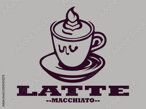 illustration of latte macchiato with caramel in a glass drawing vector for logo, coffee latte macchiato vector logo, template, restaurant menu