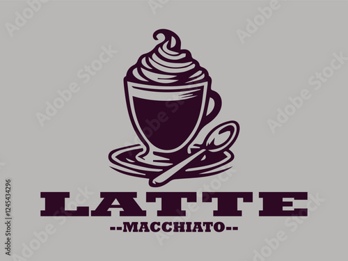 illustration of latte macchiato with caramel in a glass drawing vector for logo, coffee latte macchiato vector logo, template, restaurant menu