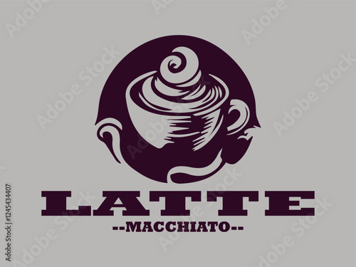 illustration of latte macchiato with caramel in a glass drawing vector for logo, coffee latte macchiato vector logo, template, restaurant menu