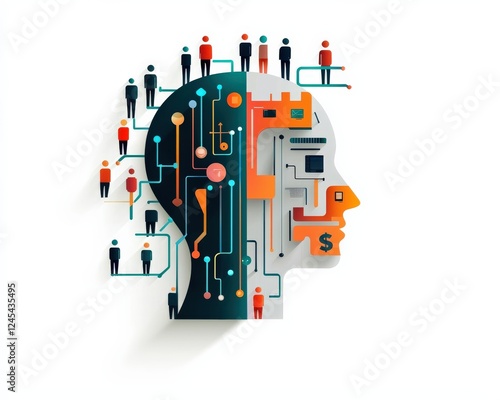 Wallpaper Mural A symbolic illustration of AI shaping modern advertising strategies. Torontodigital.ca