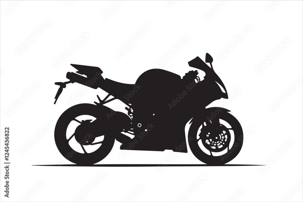 Obraz premium Sports motorbike, motorbike silhouette, black silhouette, motorcycle, bike silhouette, racing bike, sports bike, speed bike, biker, motorbike art, two-wheeler, sportbike, bike shadow, moto silhouette,