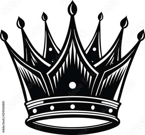  King Royal Crown isolated vector art illustration