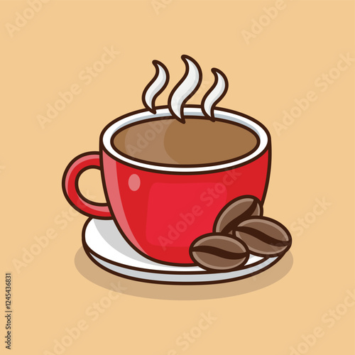 Cute Cartoon Coffee Beans and Foam Icon for Beverage Lovers Flat Vector Illustration