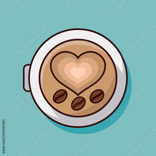 Cute Cartoon Coffee Beans and Foam Icon for Beverage Lovers Flat Vector Illustration