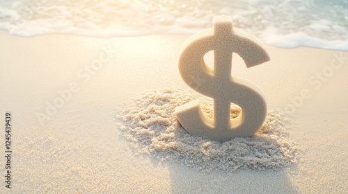 Dollar Sign on Sandy Beach:...