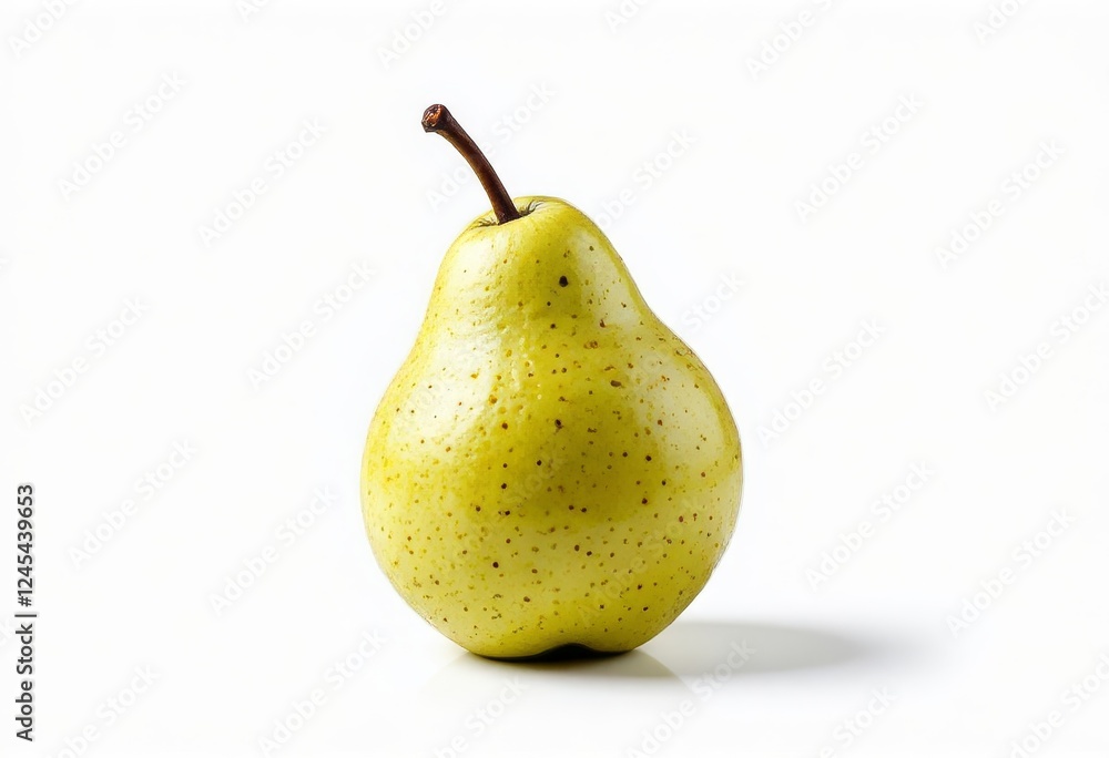 Studio Shot of a Golden Pear with Speckles and a Stem Studio Shot of a Golden Pear with Speckles and a Stem