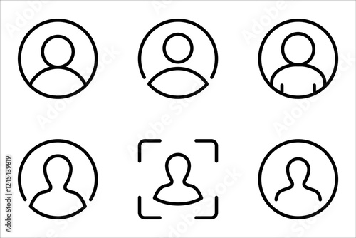 User icon set. Line and glyph profile user avatar. vector illustration on white background