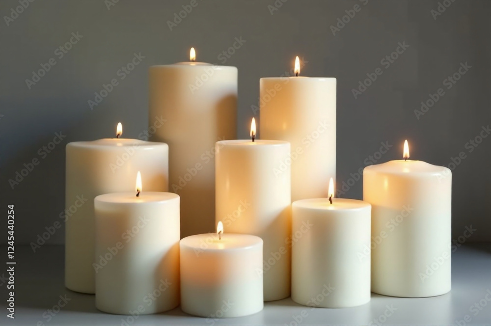 A collection of pillar candles with various heights and diameters. creativity hobby and handicrafts, diy, background for design. A collection of pillar candles with various heights and diameters. creativity hobby and handicrafts, diy, background for design.