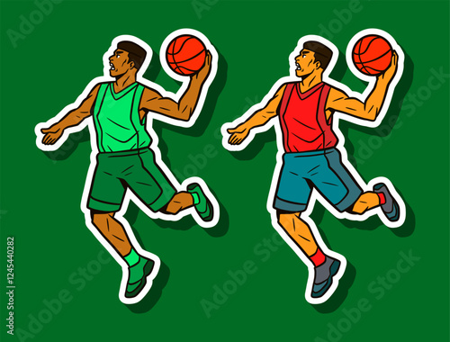 Basketball Player Doodle Sticker Illustration photo