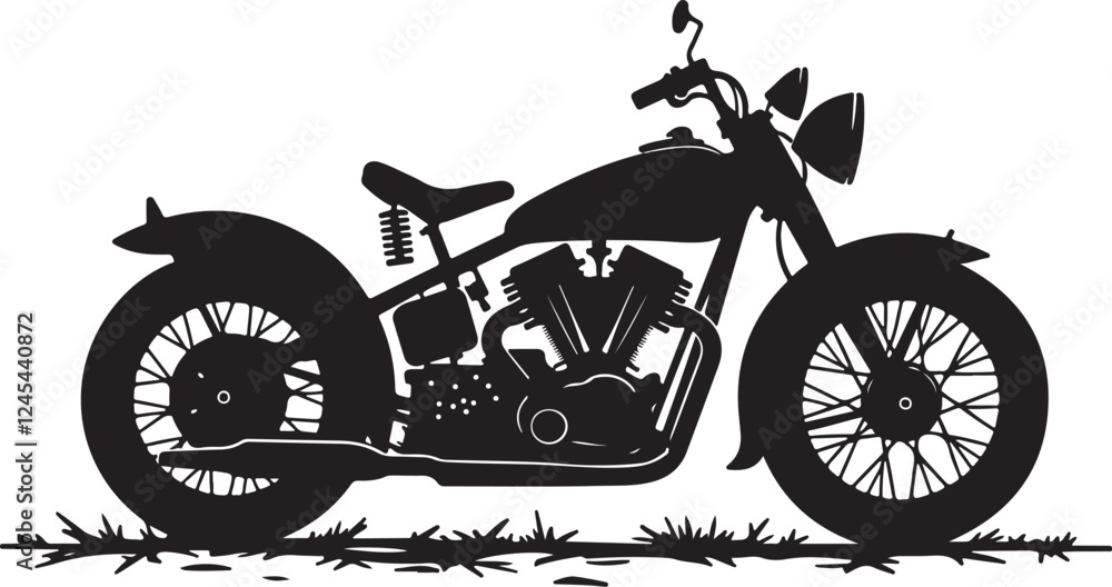 Obraz premium modified motorbike, cruise motorbike, black silhouette, custom bike, chopper silhouette, cruiser bike, shadow rider, road king, vintage cruiser, black beast, retro motorbike, dark cruiser, silhouette 