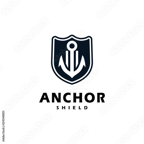Shield and anchor logo vector design