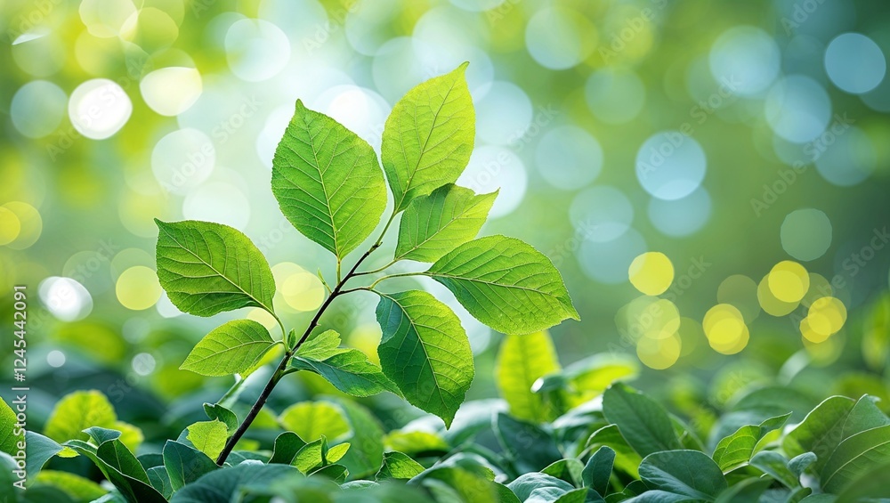 Sunlight brightens fresh green leaf foliage, a spring growth of nature's abstract beauty Sunlight brightens fresh green leaf foliage, a spring growth of nature's abstract beauty