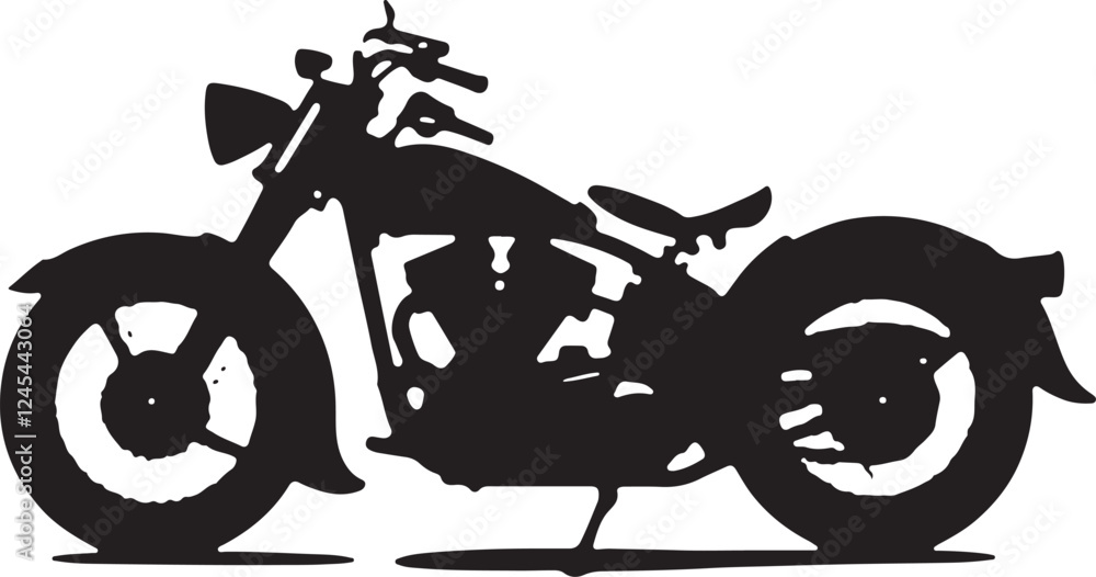 Naklejka premium modified motorbike, cruise motorbike, black silhouette, custom bike, chopper silhouette, cruiser bike, shadow rider, road king, vintage cruiser, black beast, retro motorbike, dark cruiser, silhouette 