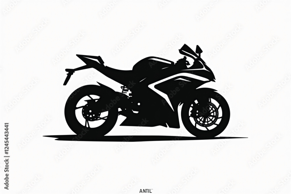 Obraz premium sports motorbike, motorbike silhouette, black bike art, racing beast, speed demon, shadow rider, sleek machine, fast lane, adrenaline rush, dark rider, moto silhouette, two-wheel thunder, fierce bike,