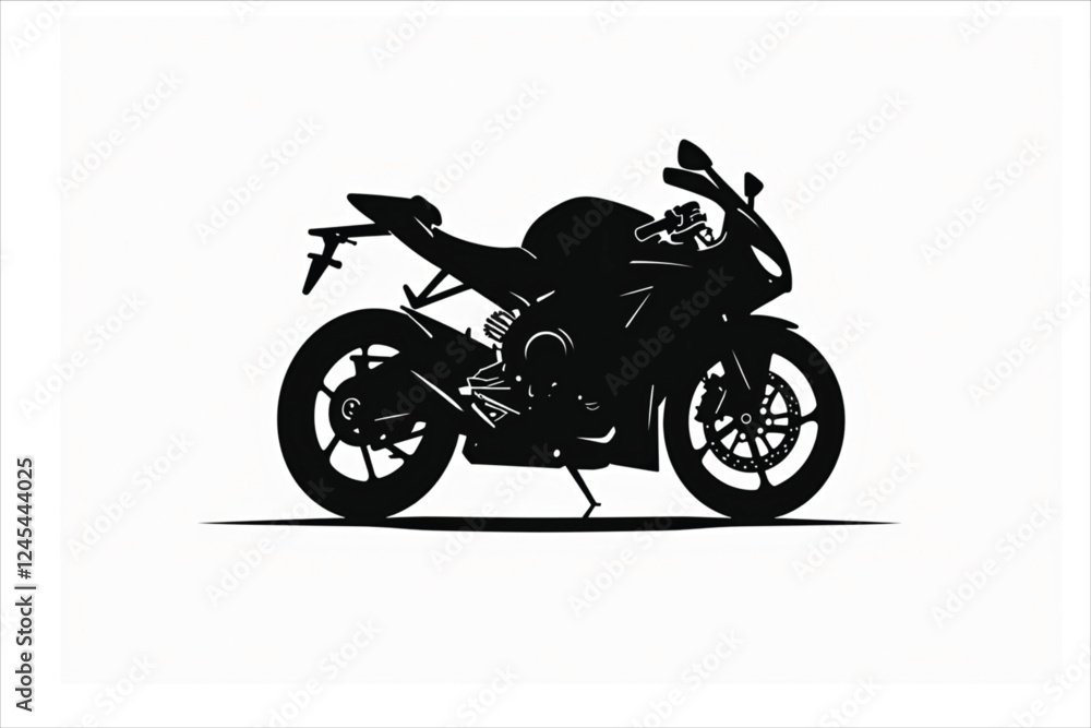 Fototapeta premium sports motorbike, motorbike silhouette, black bike art, racing beast, speed demon, shadow rider, sleek machine, fast lane, adrenaline rush, dark rider, moto silhouette, two-wheel thunder, fierce bike,