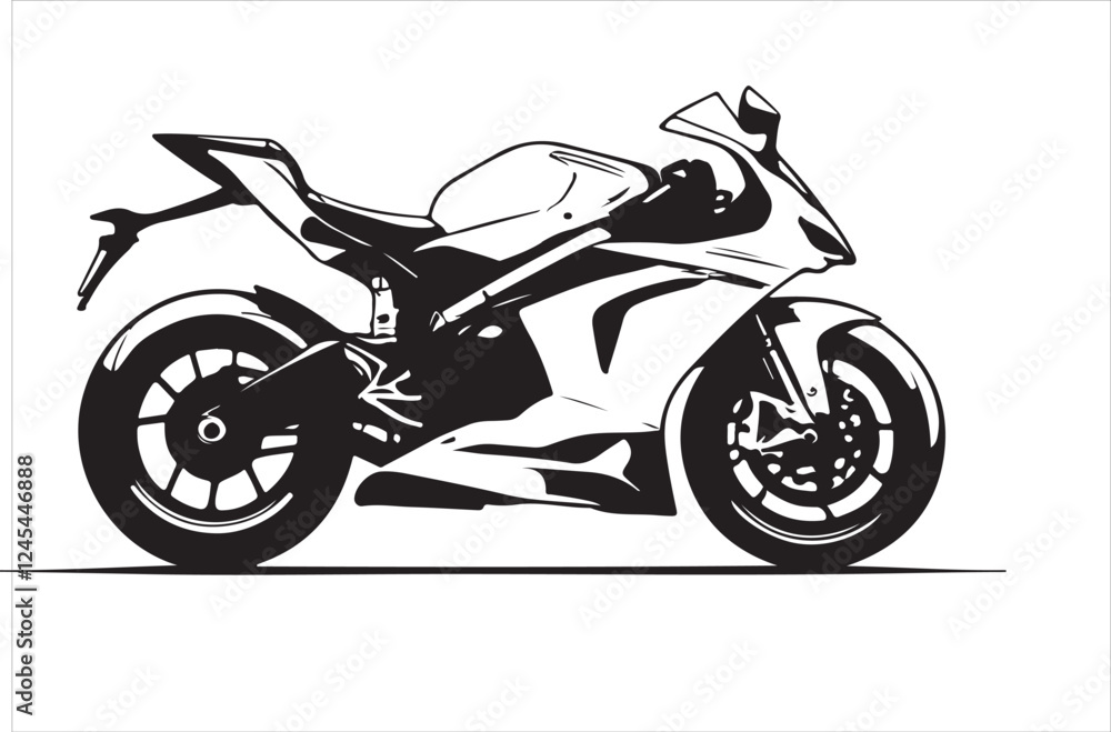 Obraz premium sports motorbike, motorbike silhouette, black bike art, racing beast, speed demon, shadow rider, sleek machine, fast lane, adrenaline rush, dark rider, moto silhouette, two-wheel thunder, fierce bike,