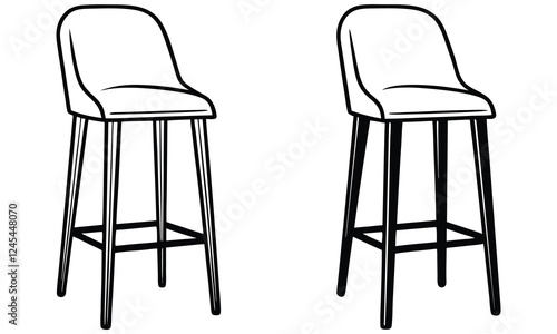 Modern Bar Stools with Backrest Illustration