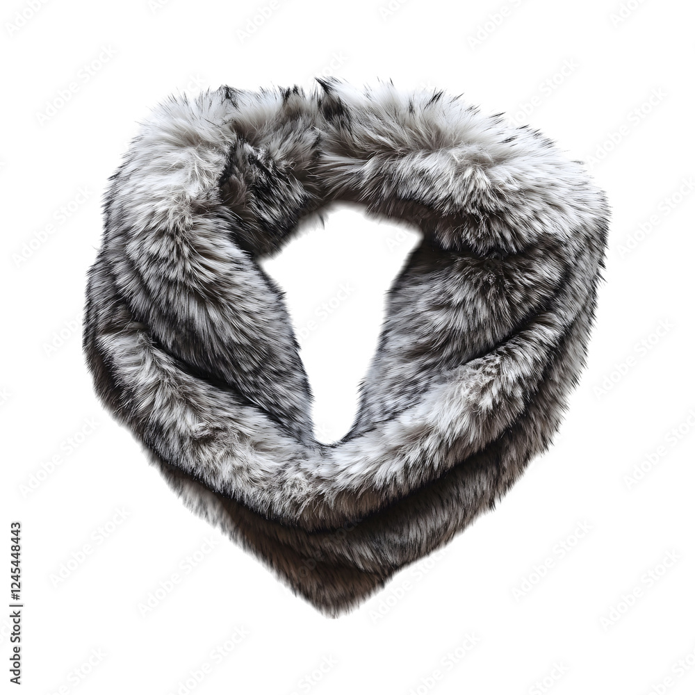 Faux Fur-Lined Collar Scarf in Light Gray Isolated on Transparent Background Faux Fur-Lined Collar Scarf in Light Gray Isolated on Transparent Background
